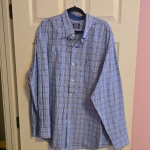 Izod Men's Blue Plaid Button-Down Shirt